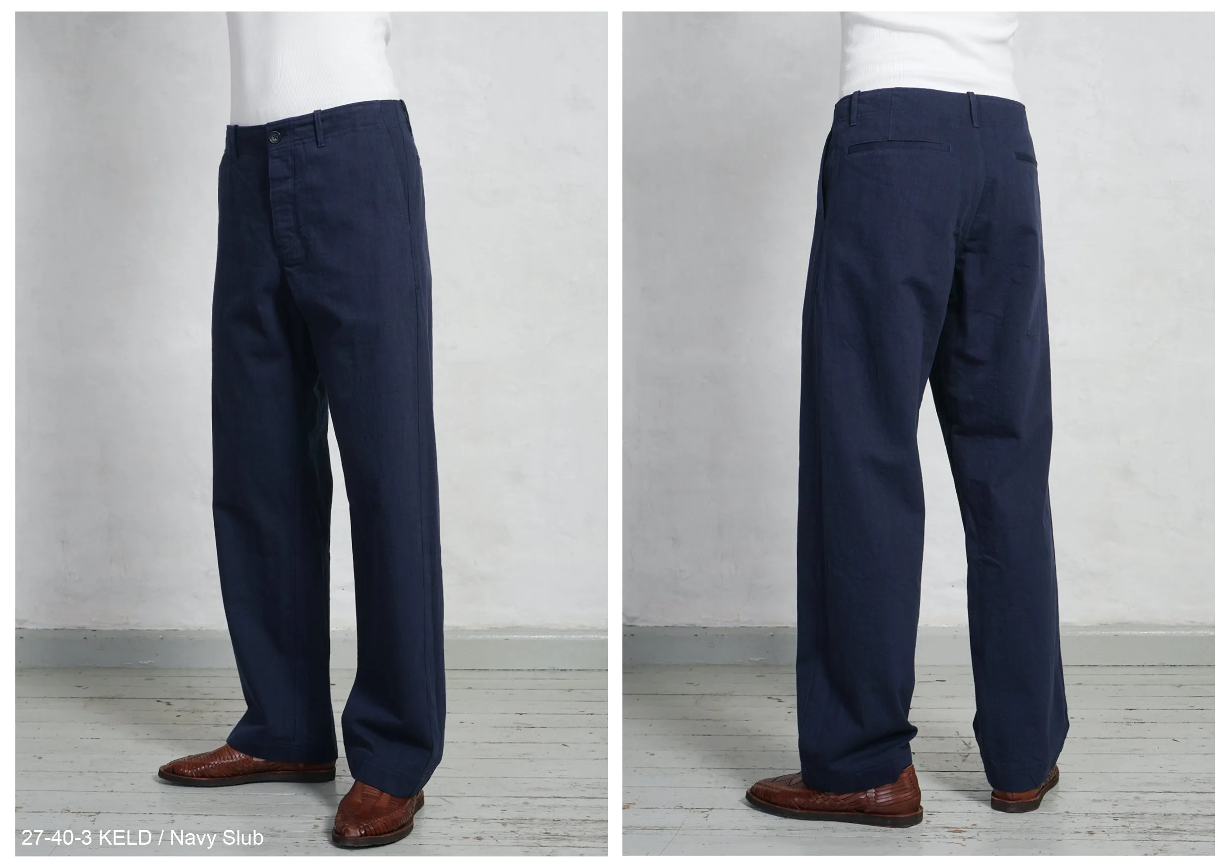 KELD | Straight Legs Work Trousers | Navy Slub