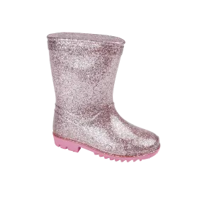 Kids Wellington Welly Boots Glitter Gem Pink Girls 7-12