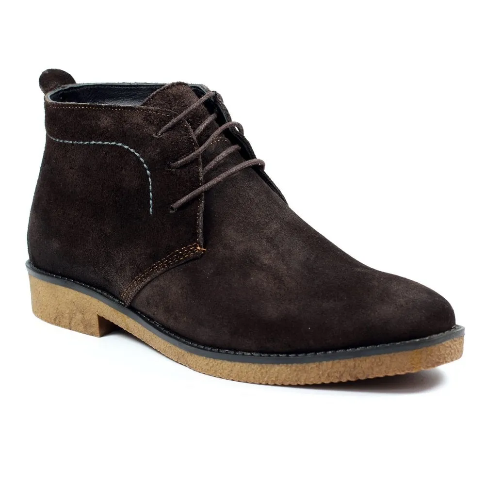 Lazy Dogz Mens Suede Desert Boots Classic Laced Brown Baxter sale