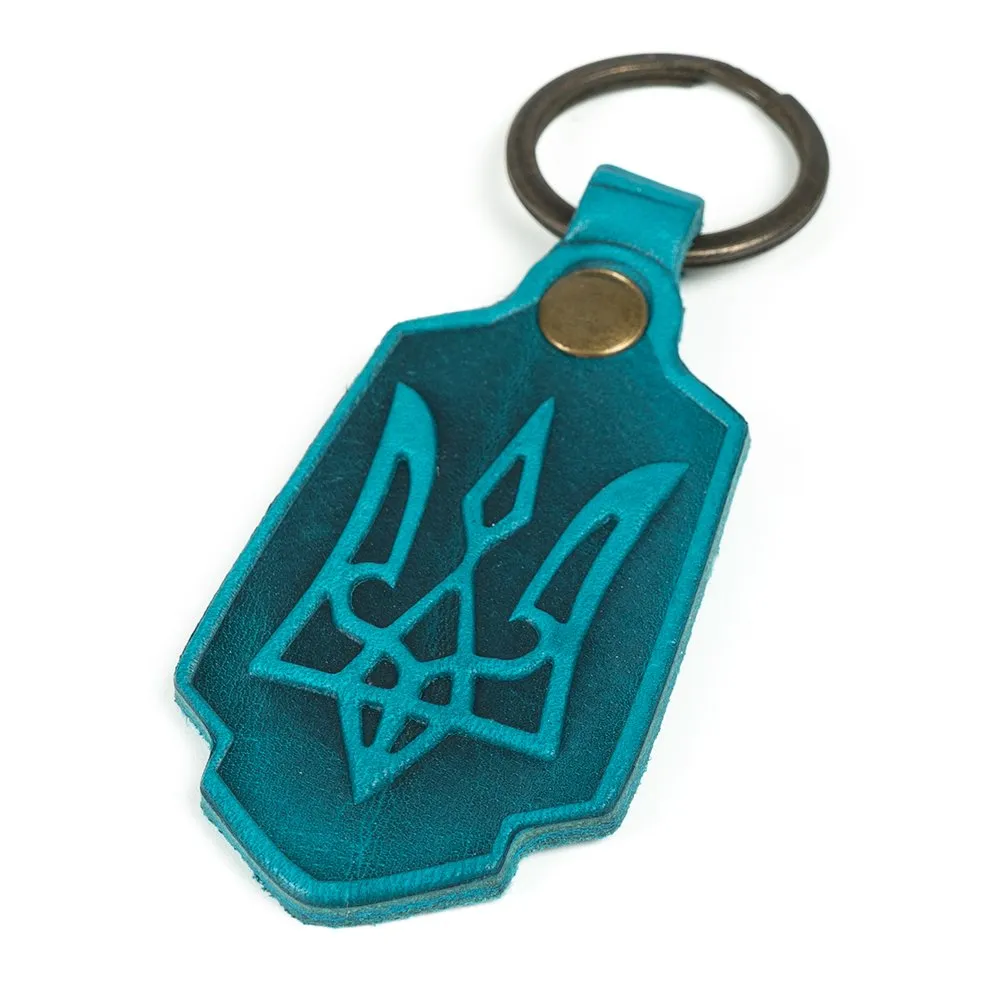 Leather Keychain Tryzub