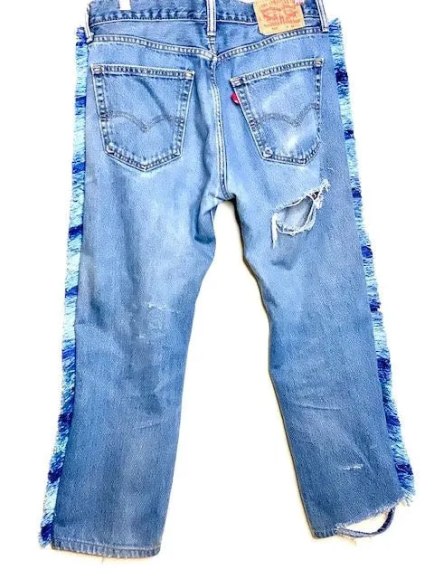 LEVIS Blue Shades Fringe Trim Jeans