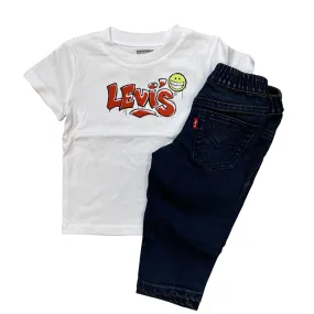 Levi's infant suit with hooded sweatshirt, t-shirt and jeans trousers 6EJ101-G2H gray black