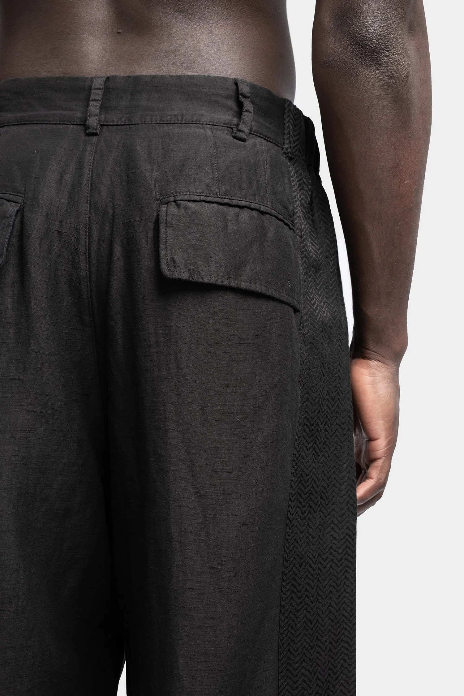 Linen blend pleated trousers