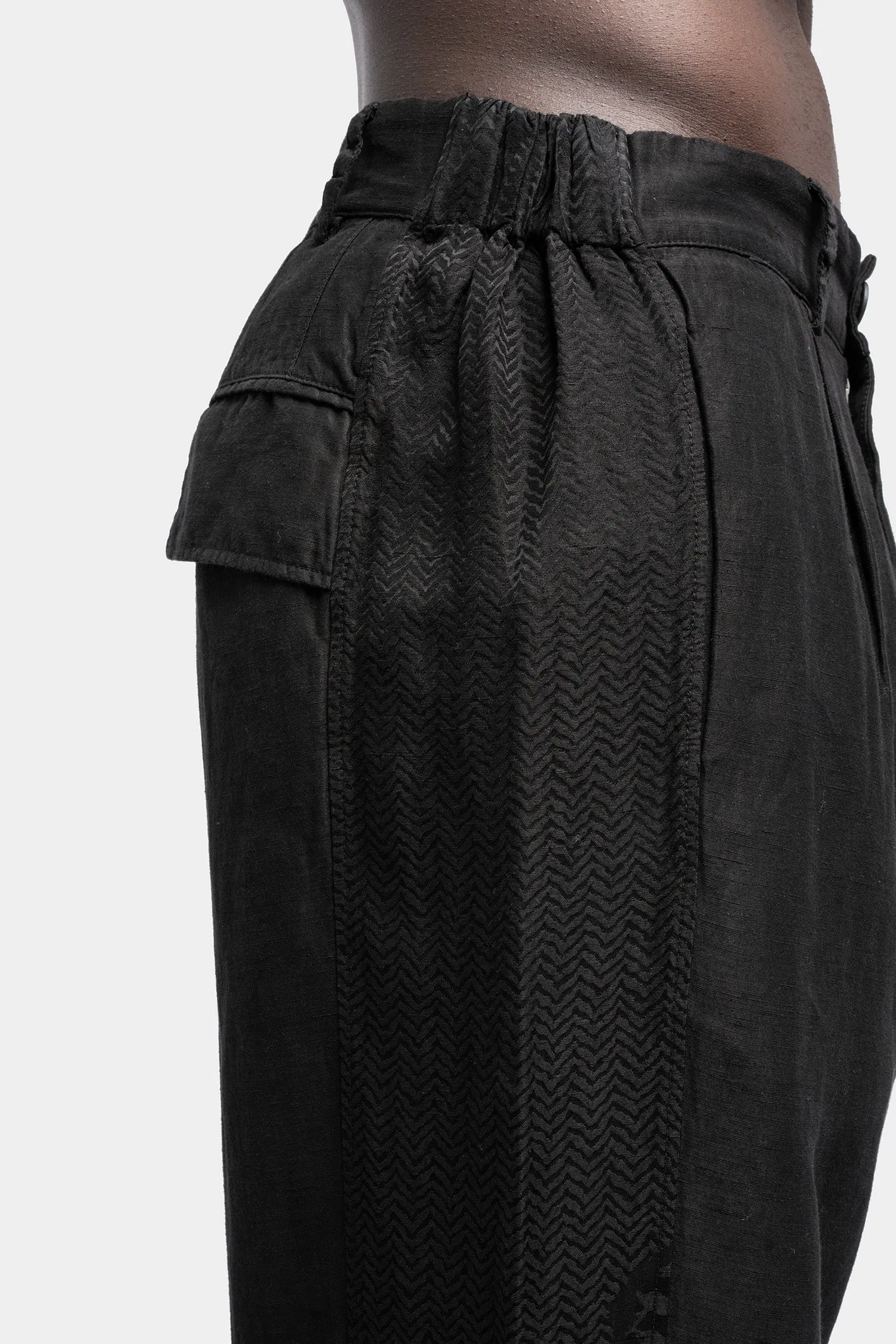 Linen blend pleated trousers