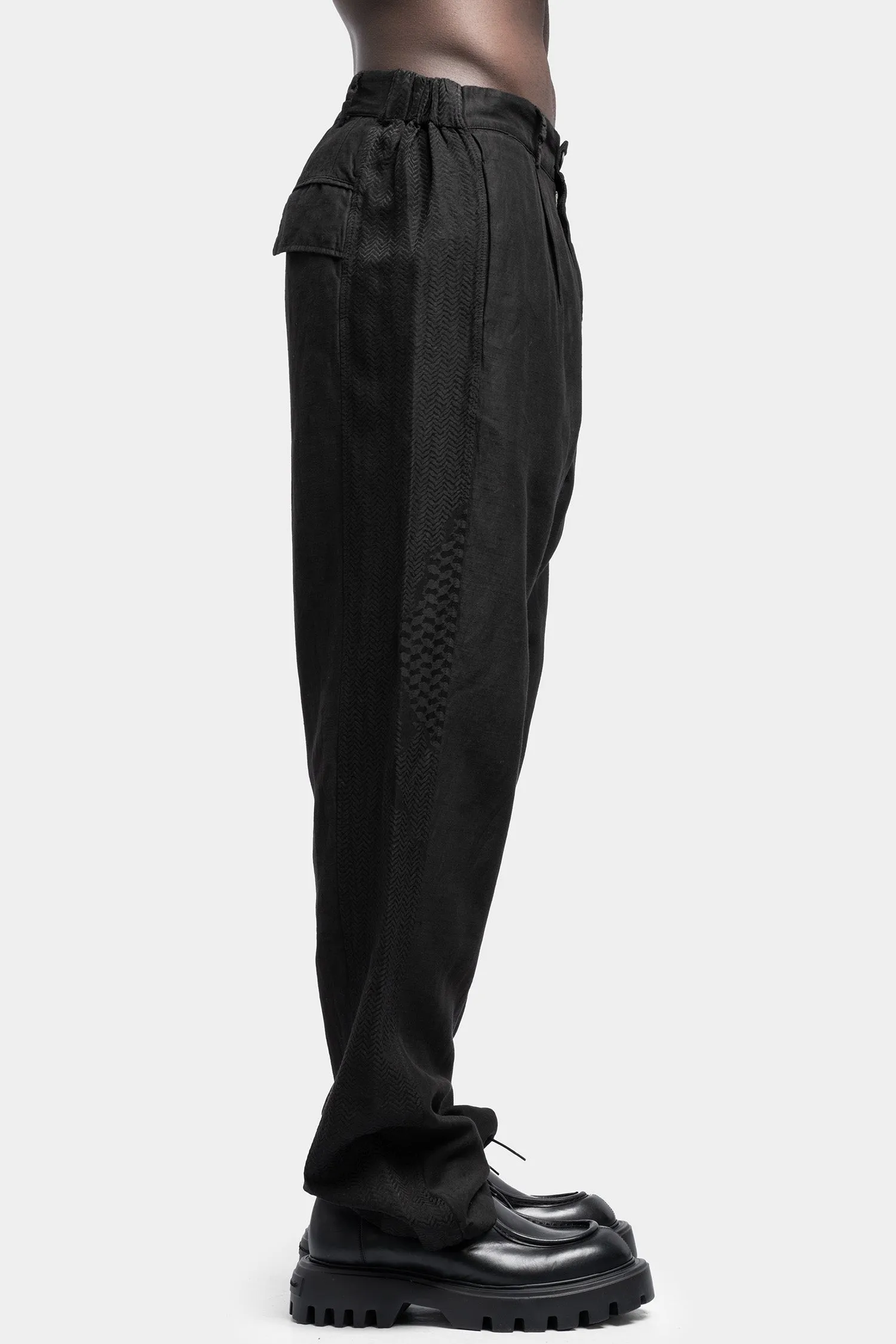 Linen blend pleated trousers