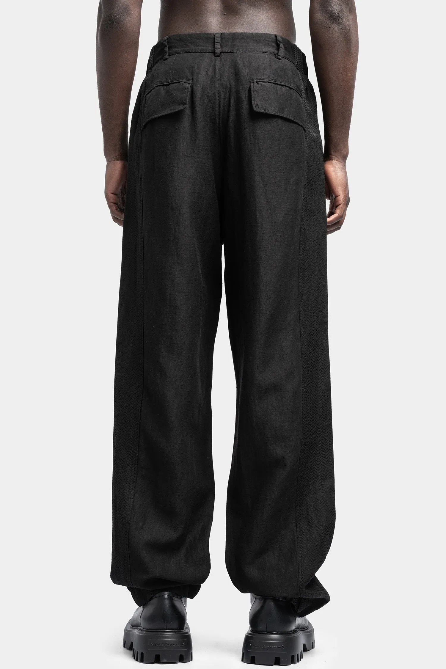 Linen blend pleated trousers