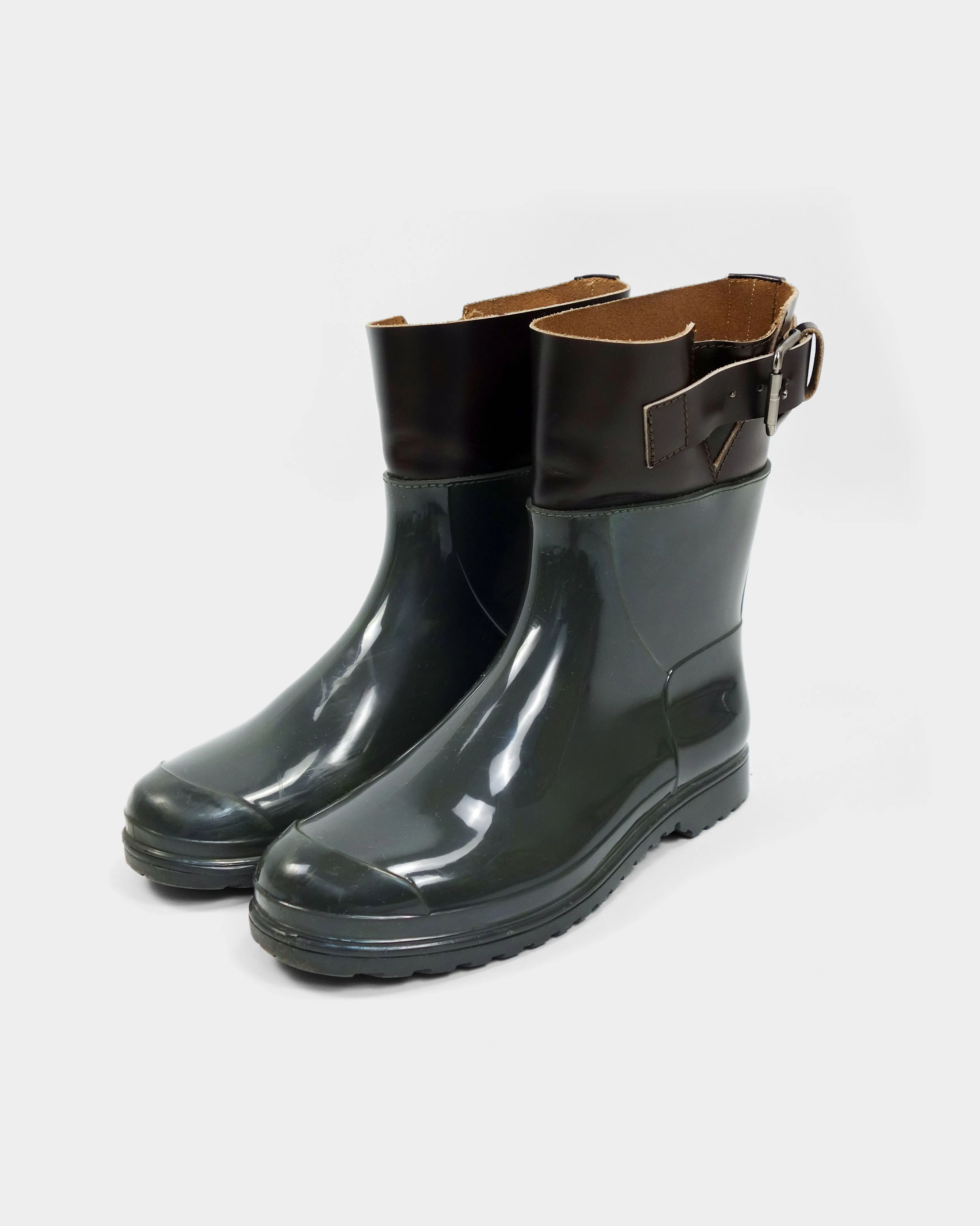 Marni Leather   Rubber Belted Raining Boots 2000's