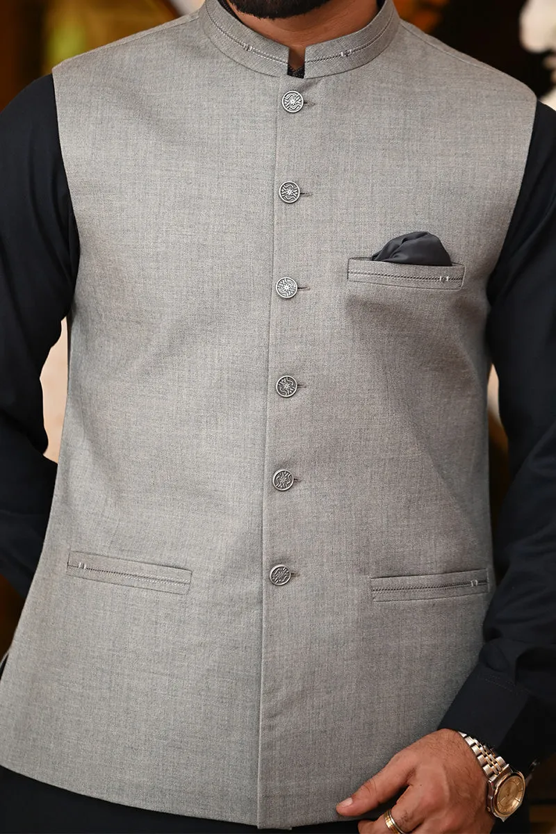 Men Premium Waistcoat Silver