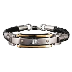 Men's Diamond Leather Bracelet