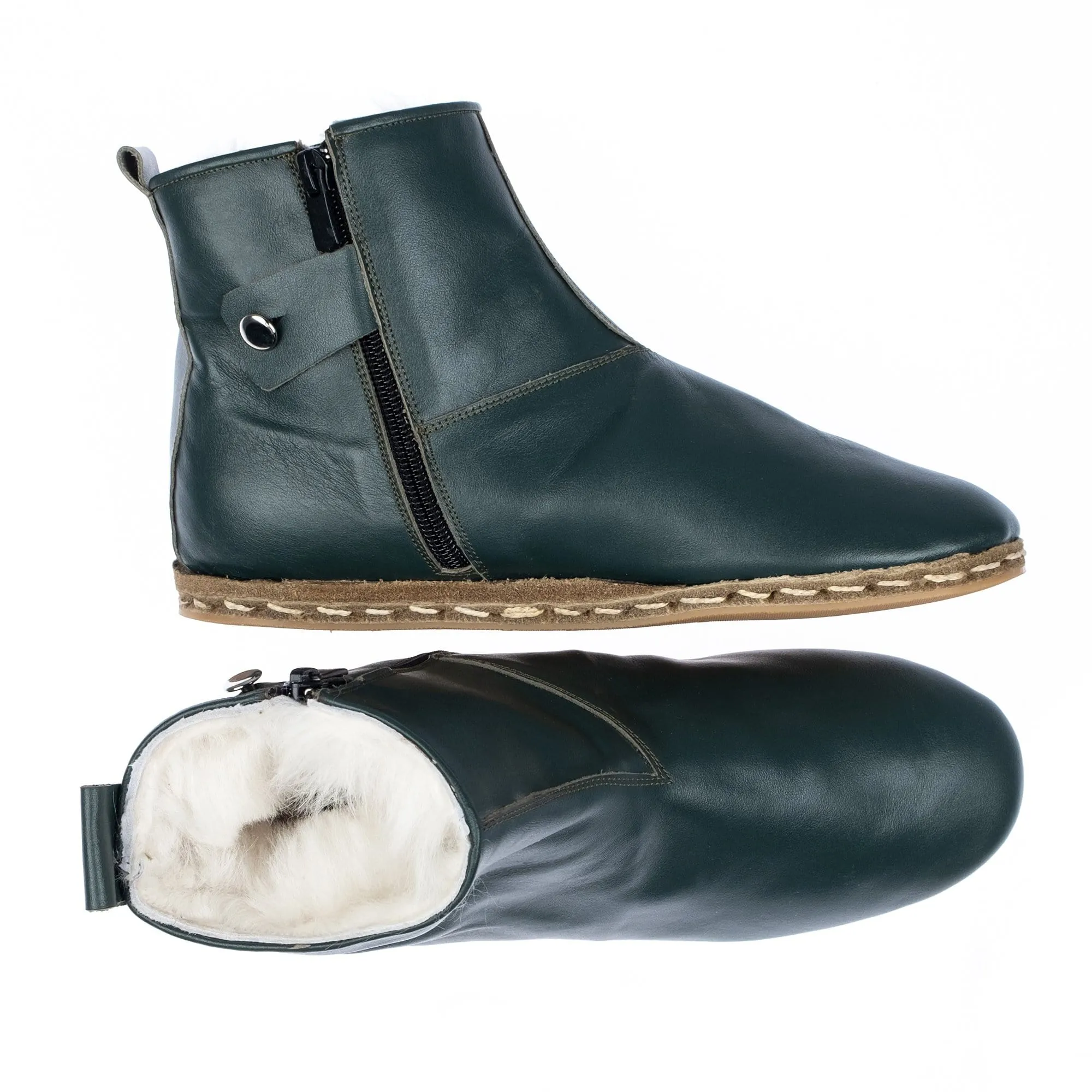 Men's Green Shearling Boots