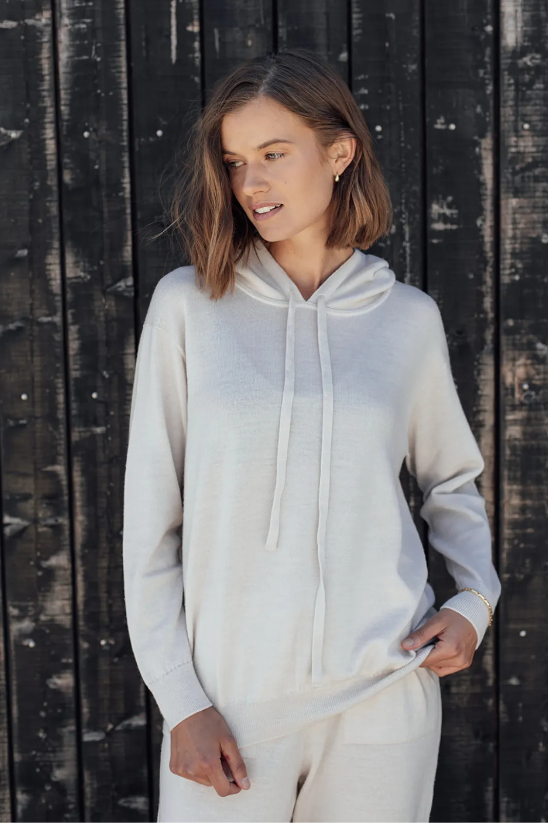 Merino Hoodie - Milk