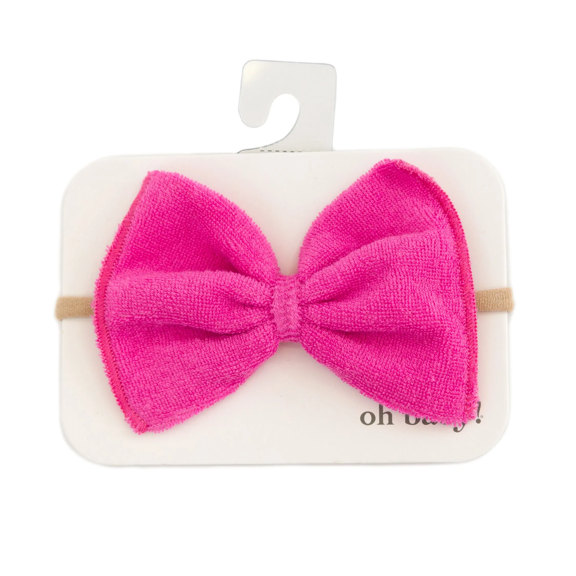 oh baby! Cotton Terry Bow Nylon Headband - Cotton Candy