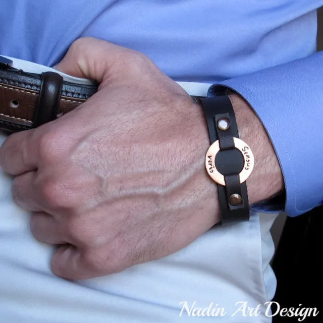 Personalized Leather Mens Wristband