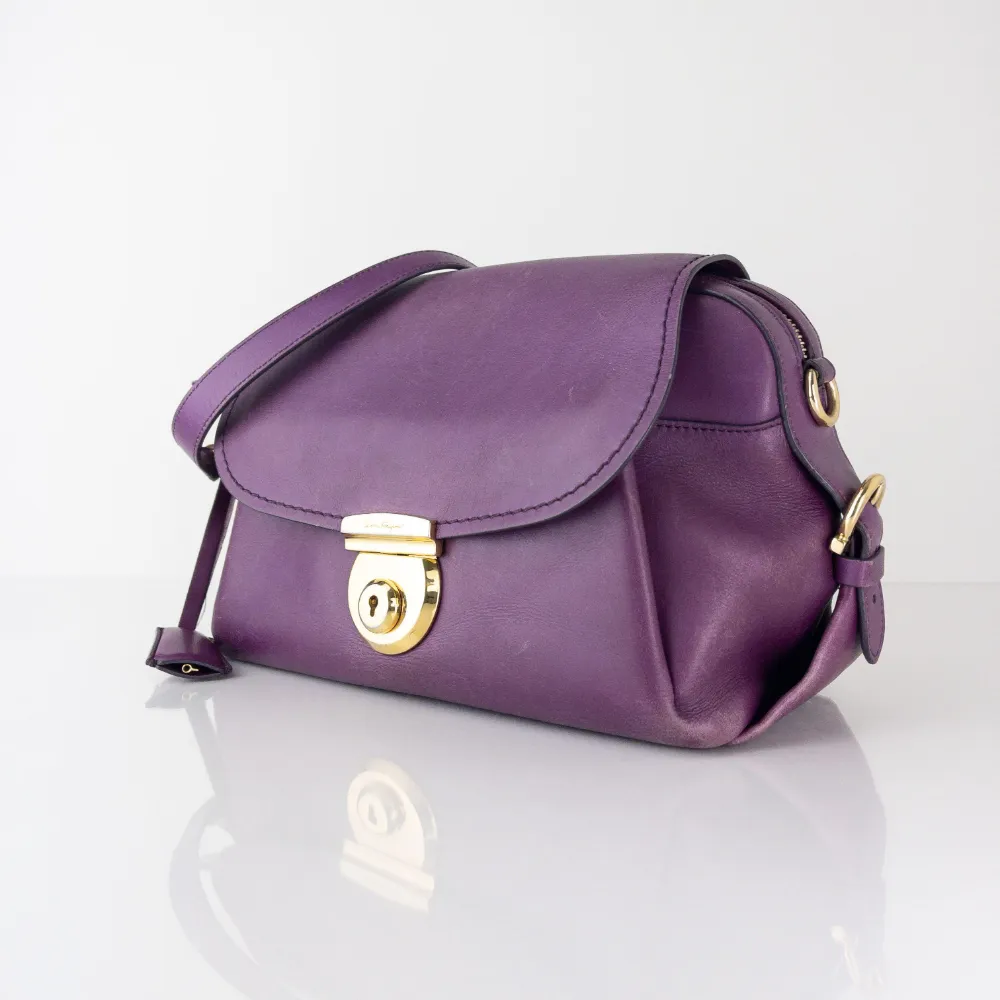 (Pre Owned) Salvatore Ferragamo Fiamma Crossbody - Purple