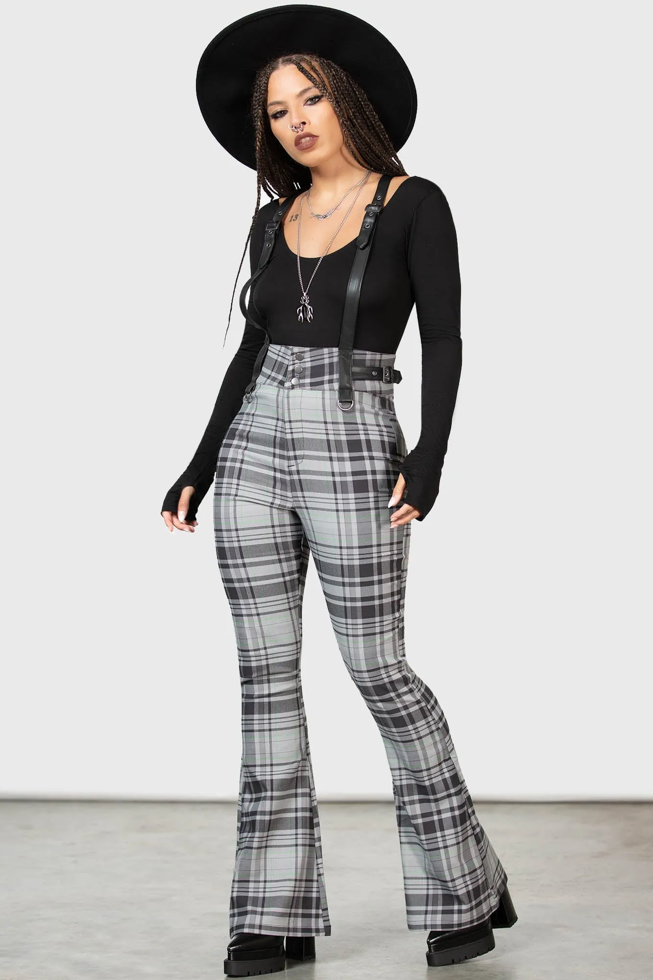 Prophet Of Doom Suspender Trousers [GREY TARTAN] Resurrect