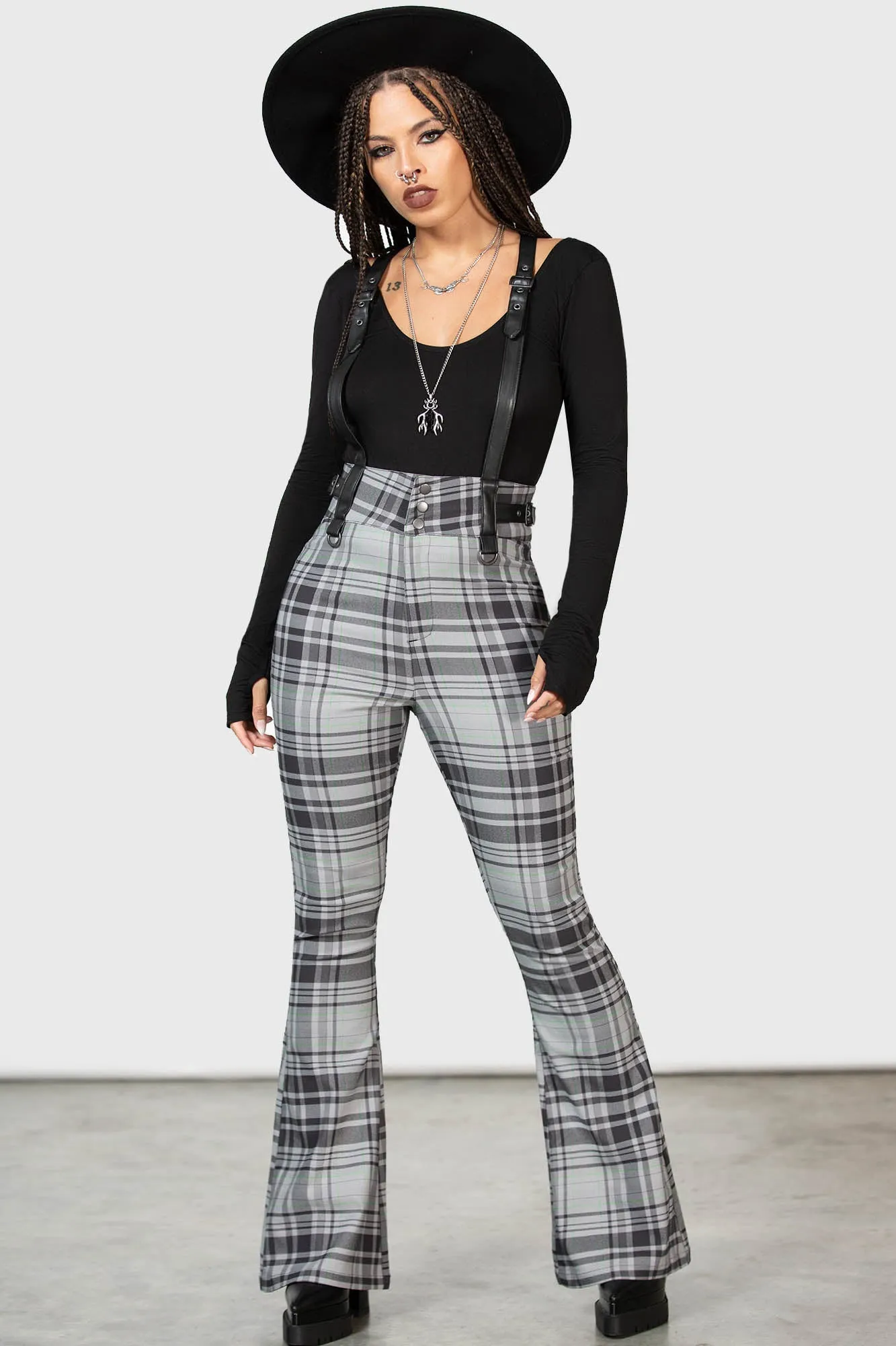 Prophet Of Doom Suspender Trousers [GREY TARTAN] Resurrect