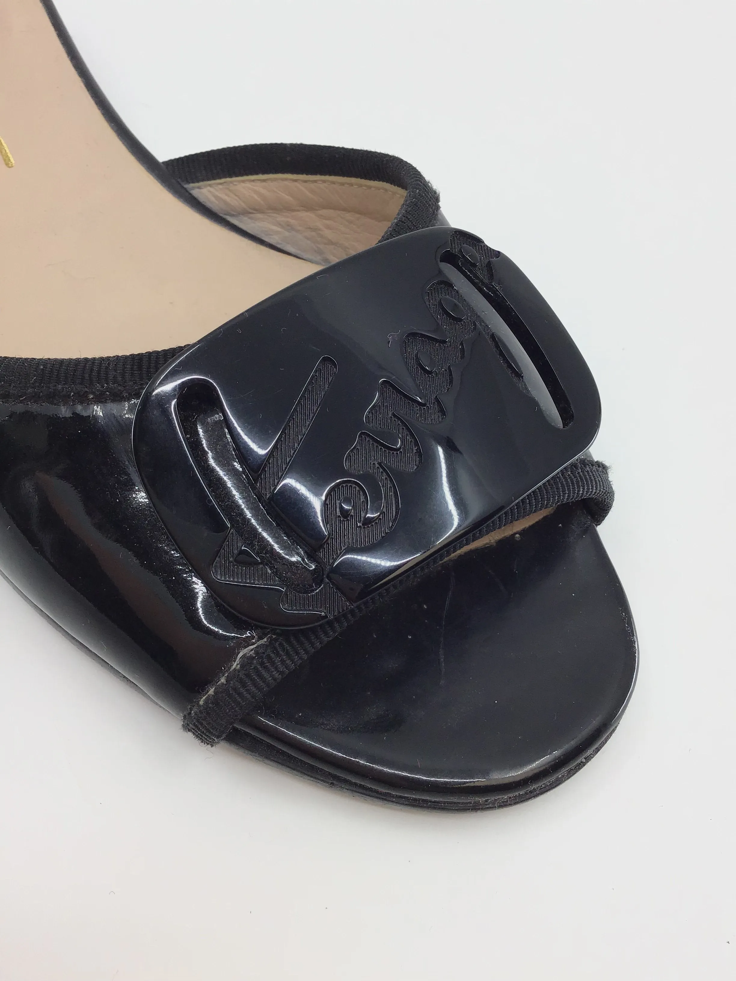 Salvatore Ferragamo Black Patent Slide