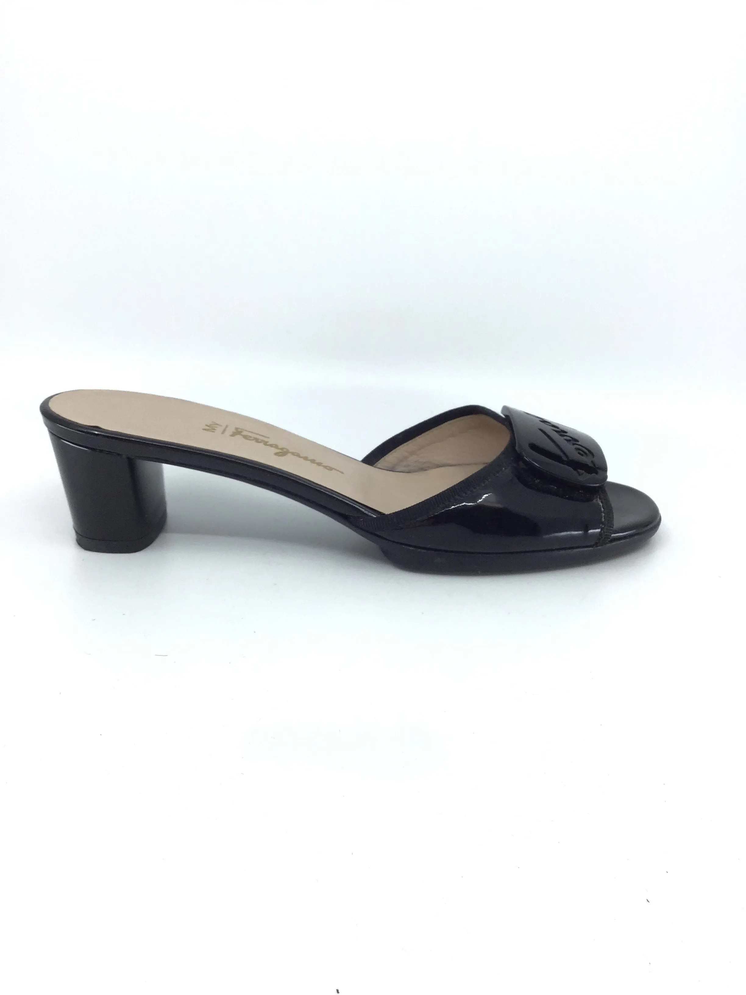 Salvatore Ferragamo Black Patent Slide