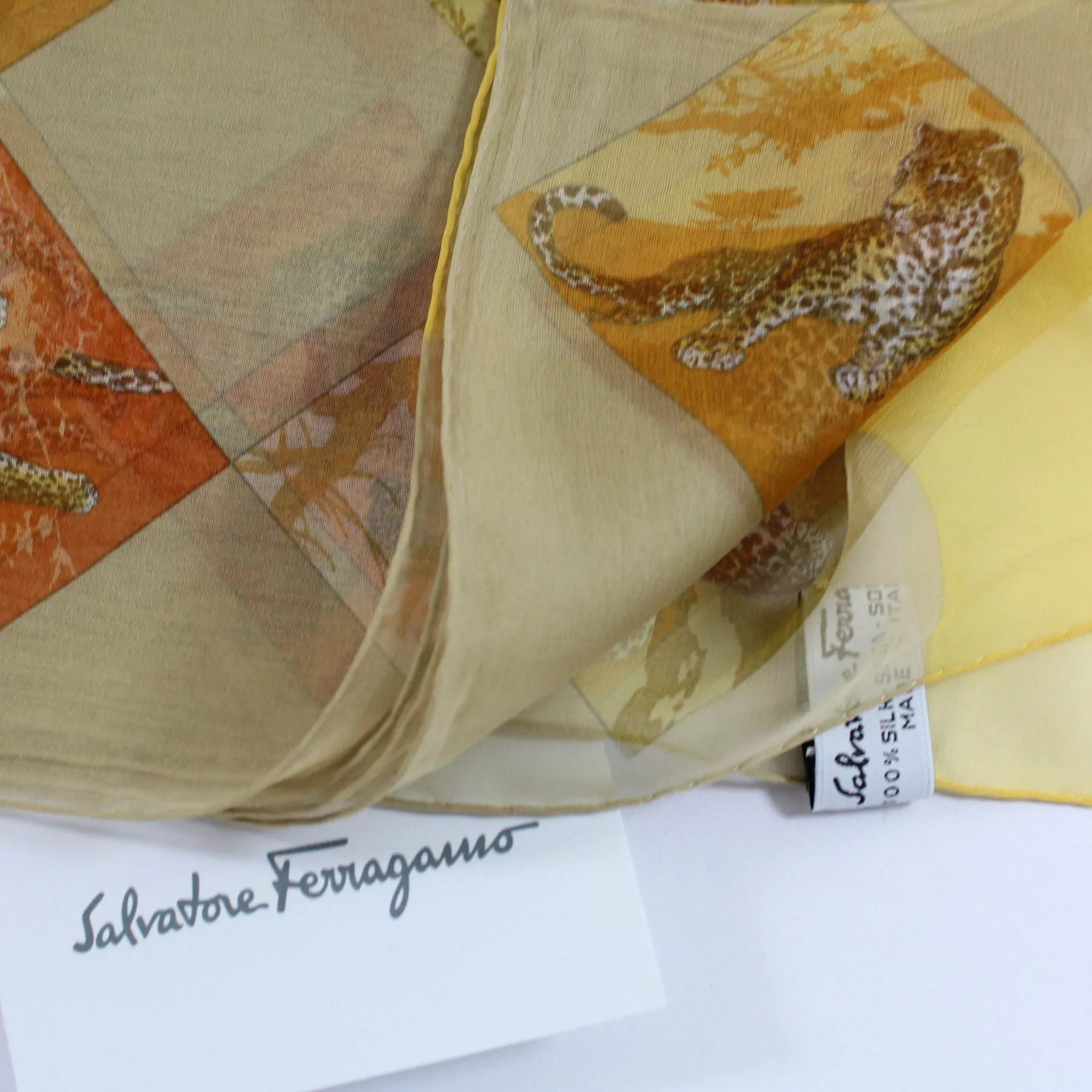 Salvatore Ferragamo Scarf Panther - Chiffon Silk Designer Shawl SALE