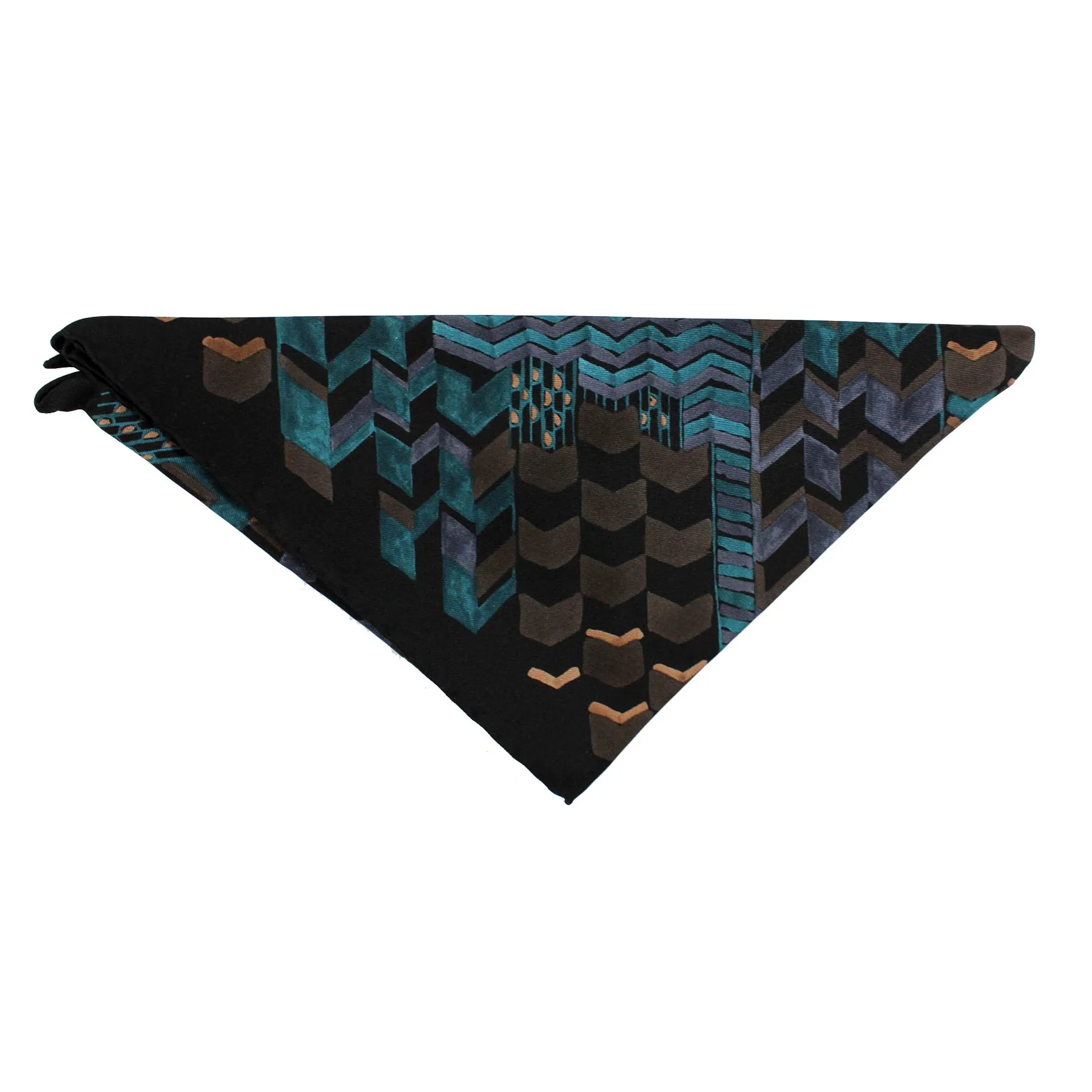 Salvatore Ferragamo Triangle Shape Scarf Black Petrol Coffee FINAL SALE