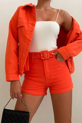 Short Jeans Laranja com Cinto