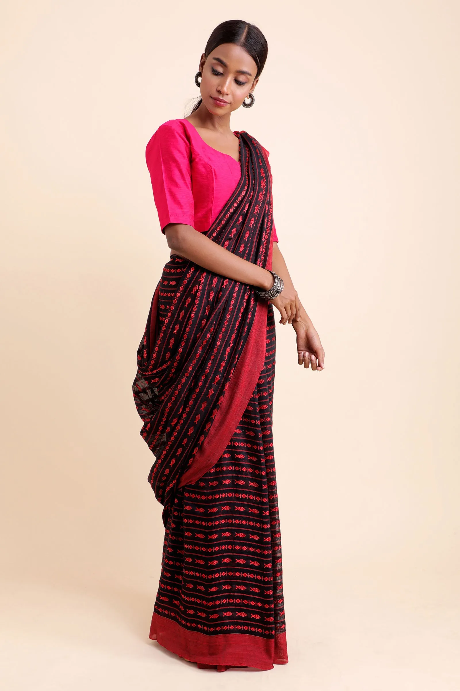 Spunky Fish Cotton Saree