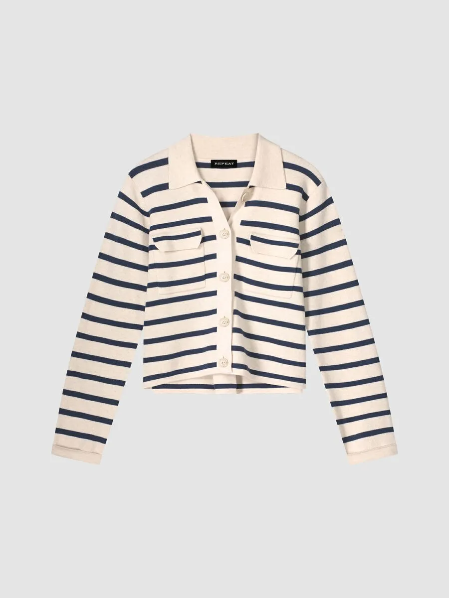 STRIPED COTTON CARDIGAN - REPEAT