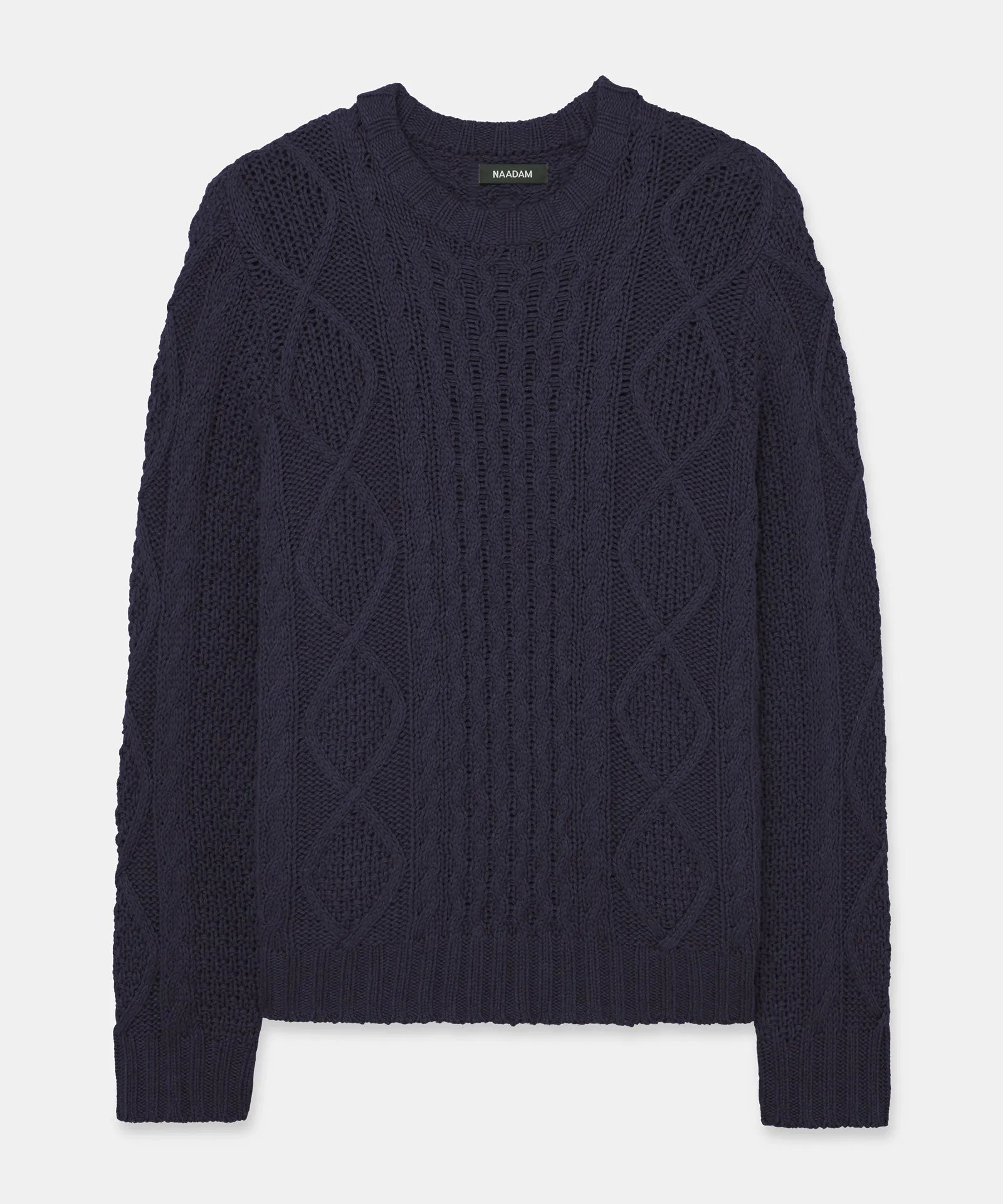 Textured Cotton Cable Crewneck