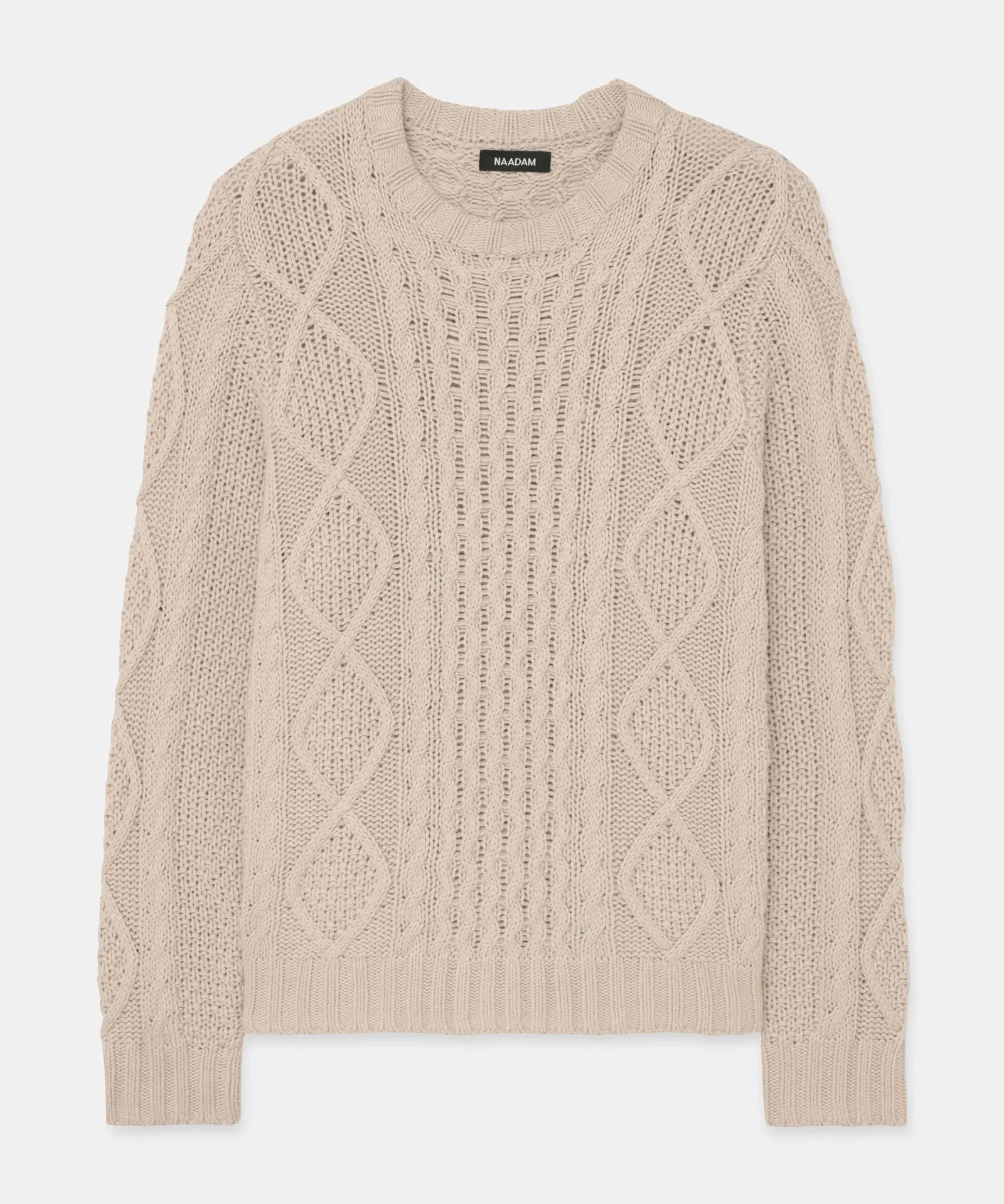 Textured Cotton Cable Crewneck