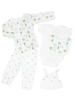 White Elephant 5 Piece Set - Vest, Top, Trousers, Bib & Hat