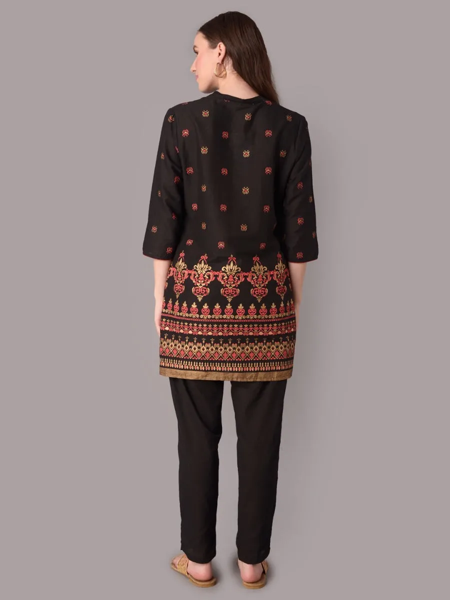 Women Black Ornamental Print Tunic