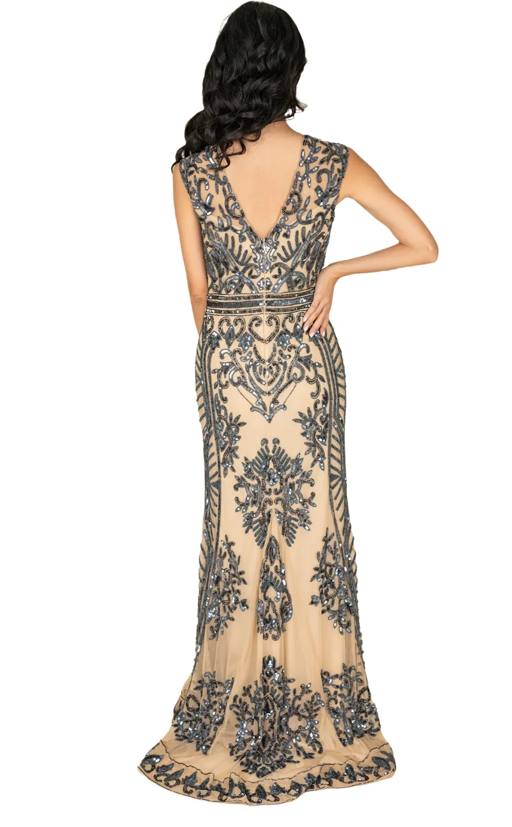 Women Sequined Sweep Gown