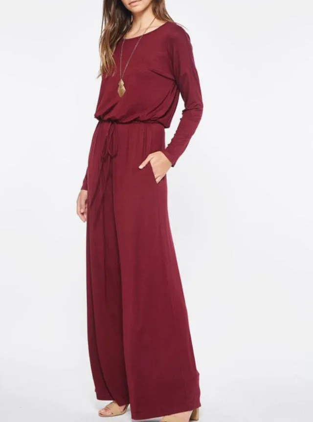 WOMEN WIDE LEG  DRAWSTRING JUMPSUIT