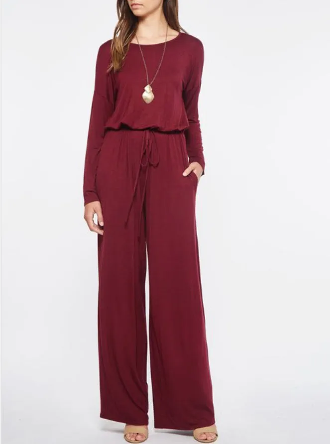 WOMEN WIDE LEG  DRAWSTRING JUMPSUIT