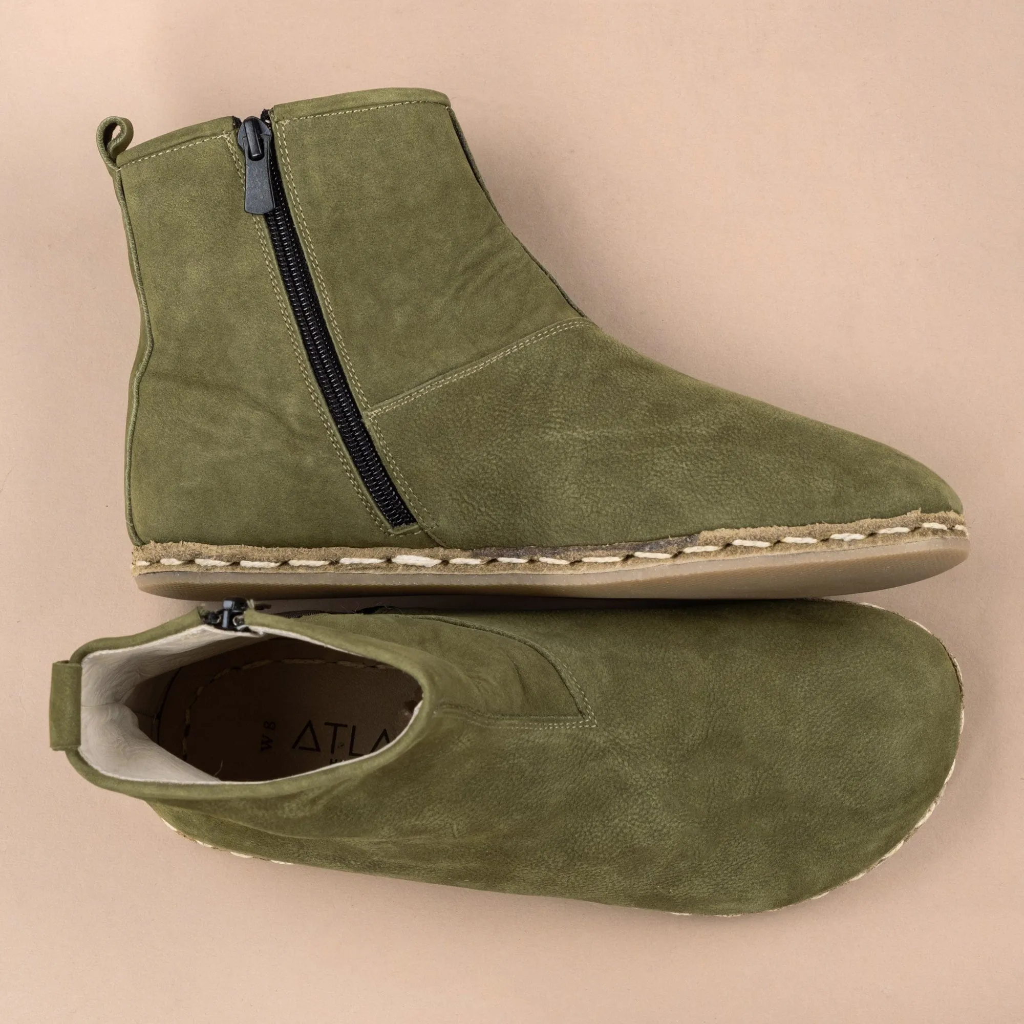 Women's Olive Barefoot Boots