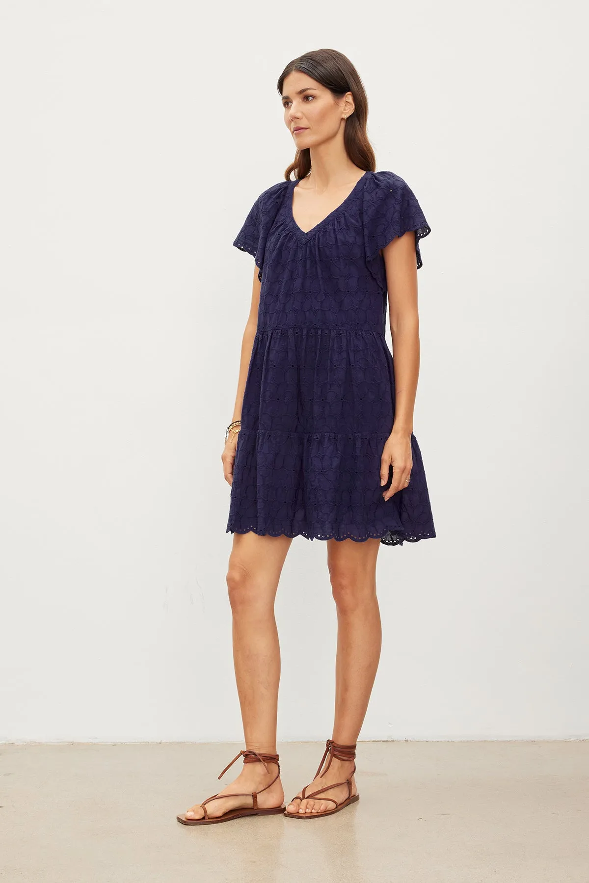 WYNETTE EMBROIDERED COTTON DRESS